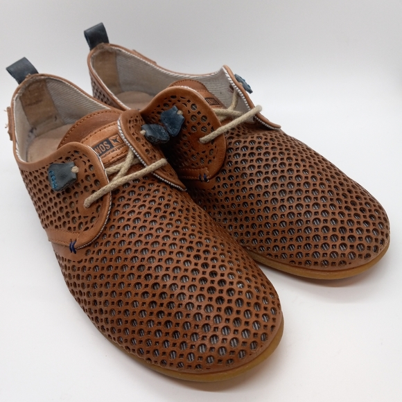 🔥OVER $100+ OFF!🔥37 6.5 7 PIKOLINOS LAZER CUT BROWN LEATHER RUBBER SOLE FLATS - Picture 6 of 16